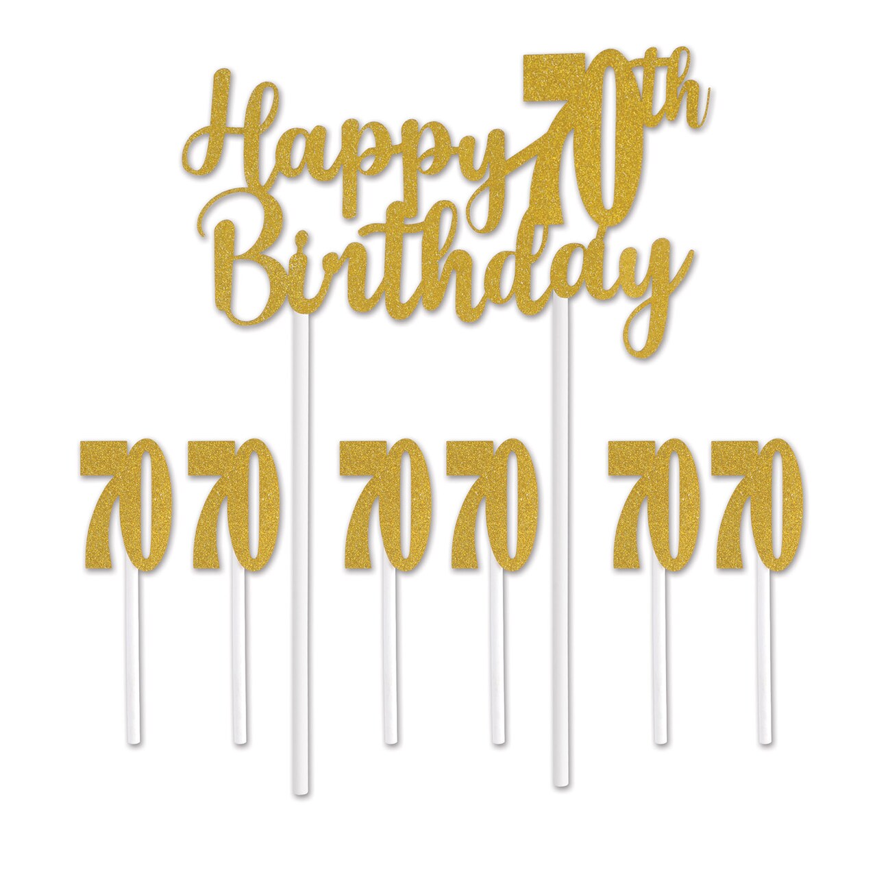 Beistle 6in. x 8¼in. Happy 70th Birthday Cake Topper - 12 Pack